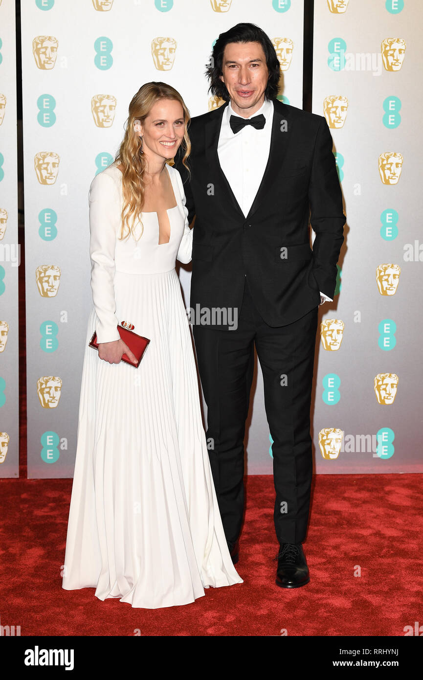 Adam Driver and wife Joanne Tucker attend the EE British Academy Film Awards at The Royal Albert Hall in London. 10th February 2019 © Paul Treadway Stock Photo