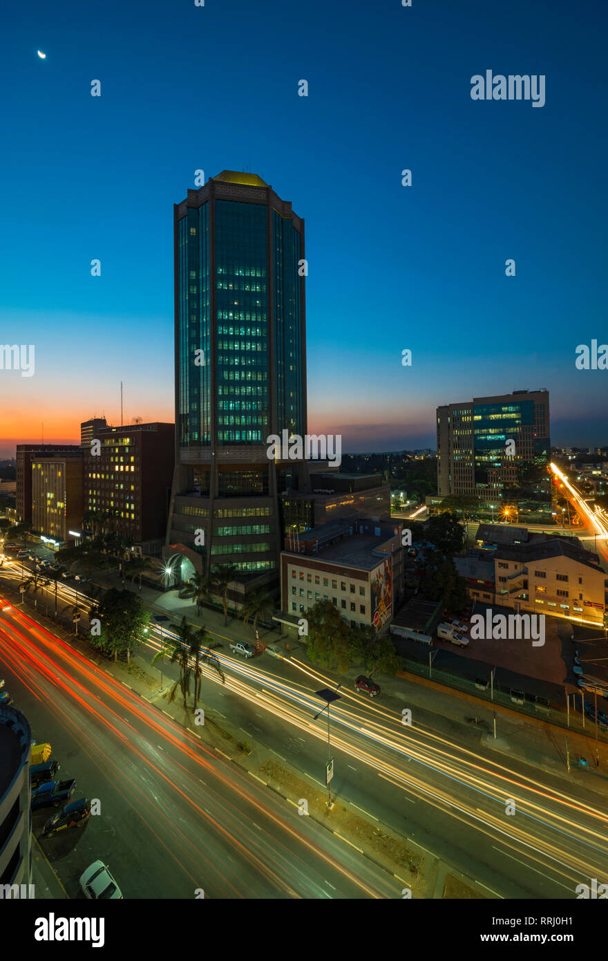 Evening lights in Zimbabwe's capital city Harare Stock Photo Alamy