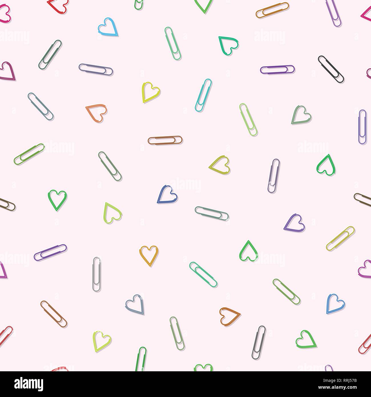Multi-colored paper clips seamless pattern and abstract background for decorative. Vector illustration EPS 10. Stock Vector