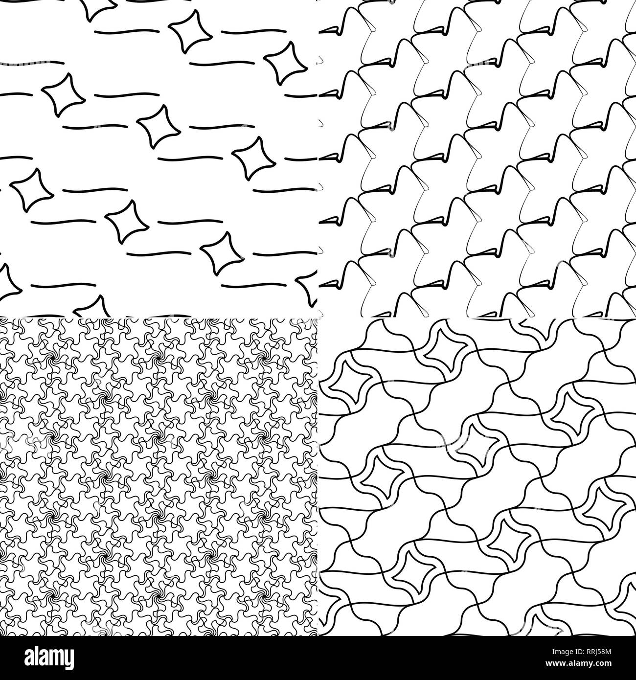 Vector geometric seamless patterns set, black and white texture Stock ...