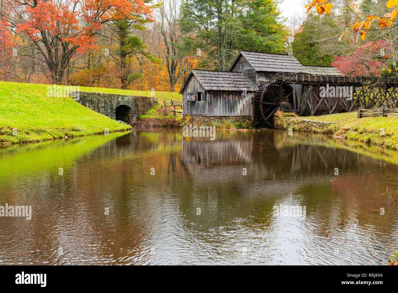 Historic Mabry Mill along the Blue Ridge Parkway in southern Virginia Stock Photo