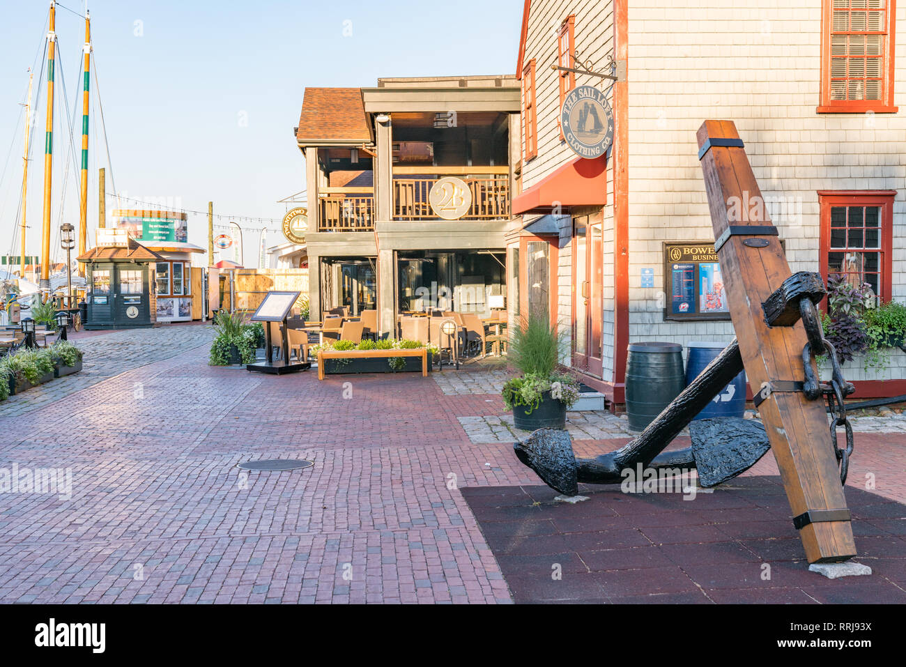 NEWPORT, CT SEPTEMBER 30, 2018 Entrance to Bowen's Wharf, historic