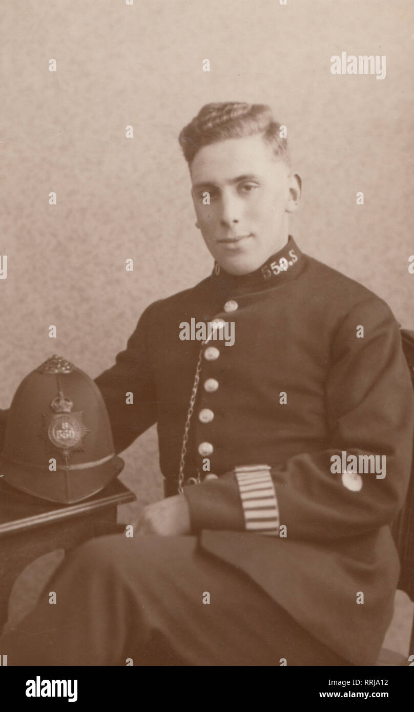 Vintage Studio Photographic Postcard of a Young British Police Officer