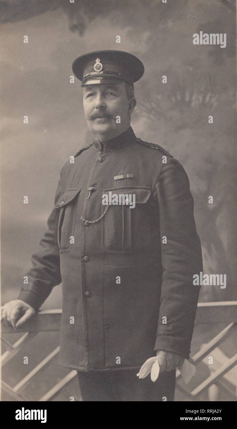 Vintage London Photographic Portrait Postcard of a Man Wearing a Uniform. Appears To Be a Police Uniform. Stock Photo
