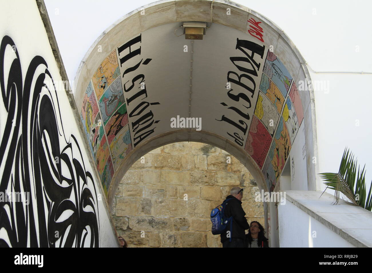Historia de Lisboa cartoon tunnel, Lisbon, Portugal Stock Photo