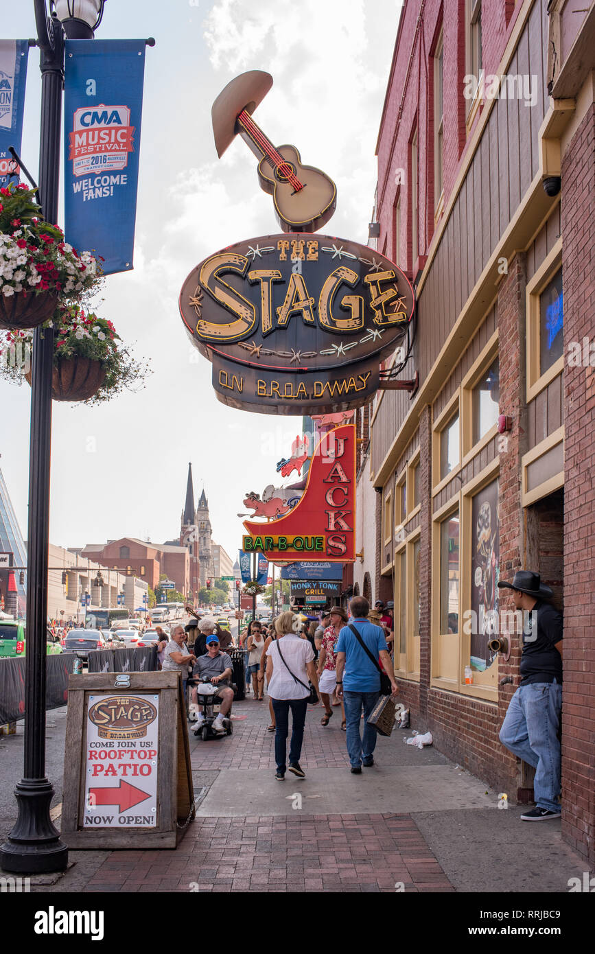 Summertime in downtown Nashville, Tennessee during CMA Fest Stock Photo