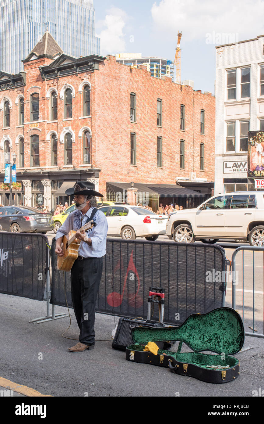 Summertime in downtown Nashville, Tennessee during CMA Fest Stock Photo