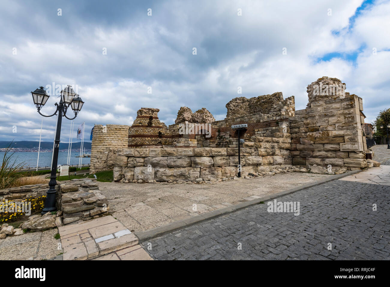Ruins of medieval fortification walls, Nessebar, UNESCO World Heritage Site, Bulgaria, Europe Stock Photo