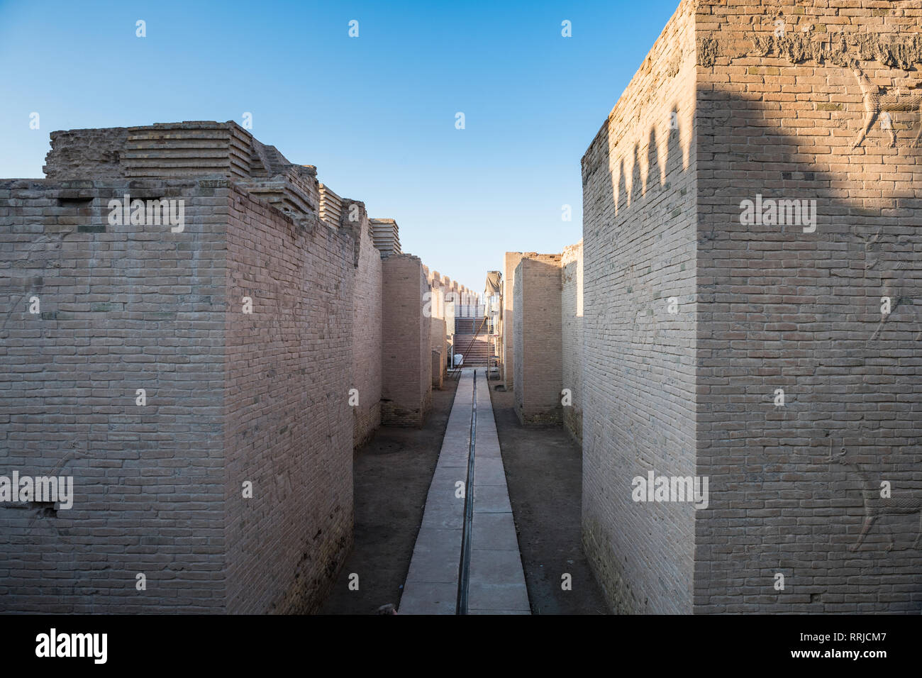 Reconstructed ruins of Babylon, Iraq, Middle East Stock Photo