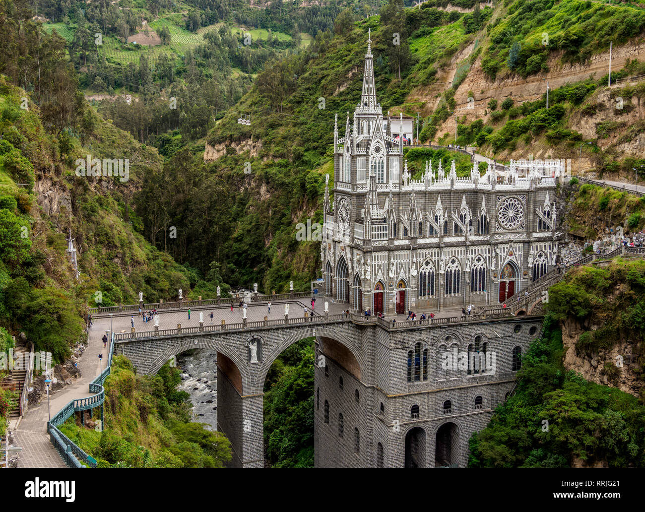Las Lajas Sanctuary, elevated view, Narino Departmant, Colombia, South America Stock Photo