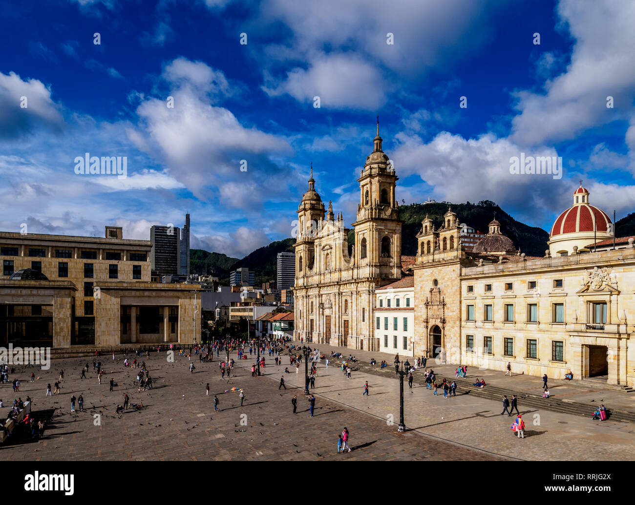 Cathedral of Colombia and Tabernacle Chapel, elevated view, Bolivar Square, Bogota, Capital District, Colombia, South America Stock Photo