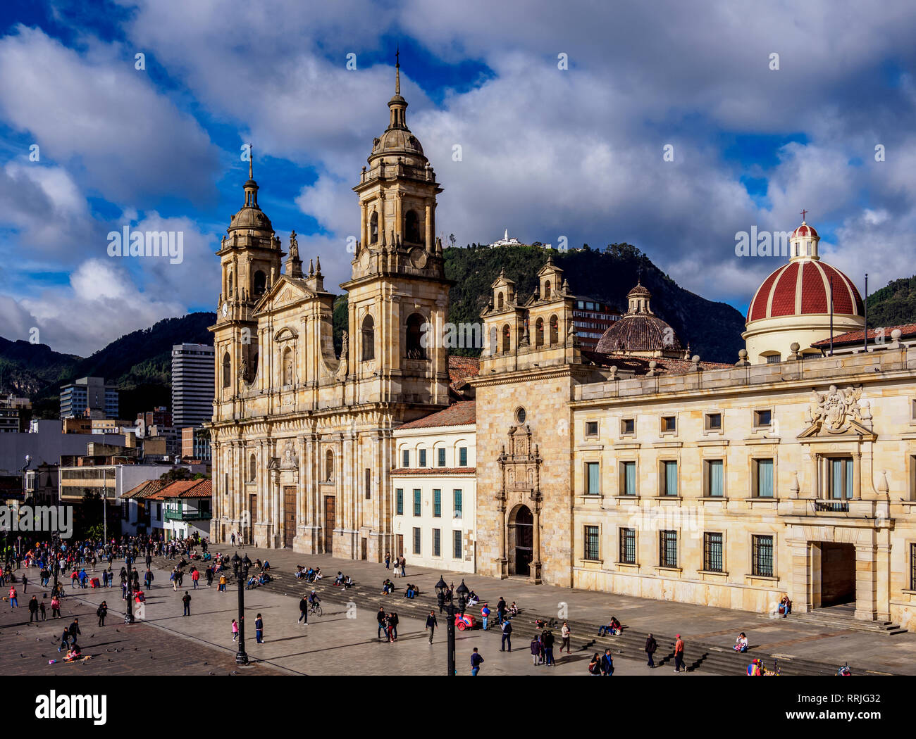 Cathedral of Colombia and Tabernacle Chapel, elevated view, Bolivar Square, Bogota, Capital District, Colombia, South America Stock Photo