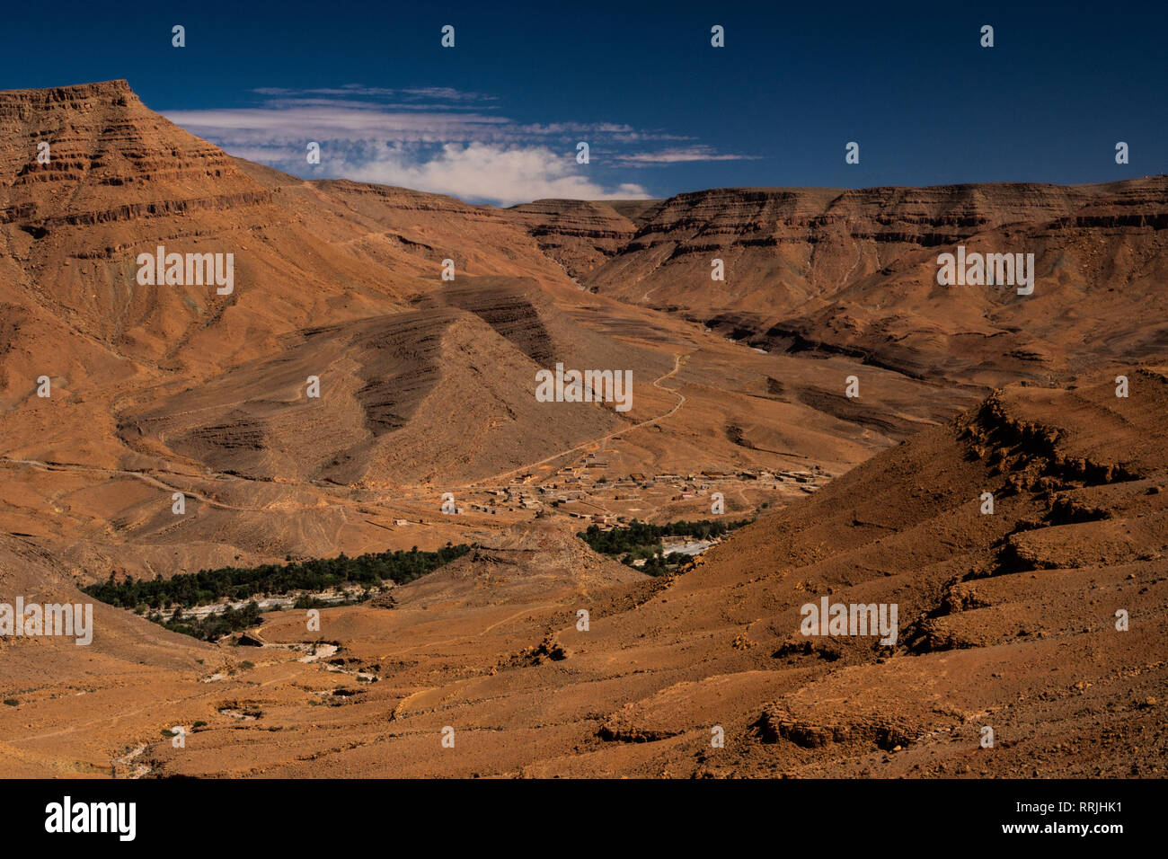 Aerial view of Ziz valley on the boundary of the High Atlas, Morocco, North Africa, Africa Stock Photo