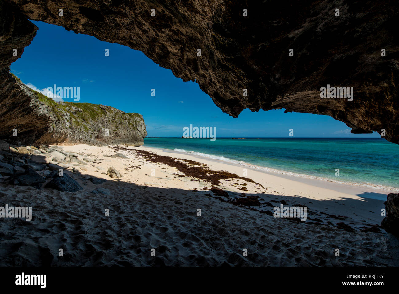 Secret Cave Beach, Middle Caicos, Turks and Caicos Islands, West Indies, Central America Stock Photo