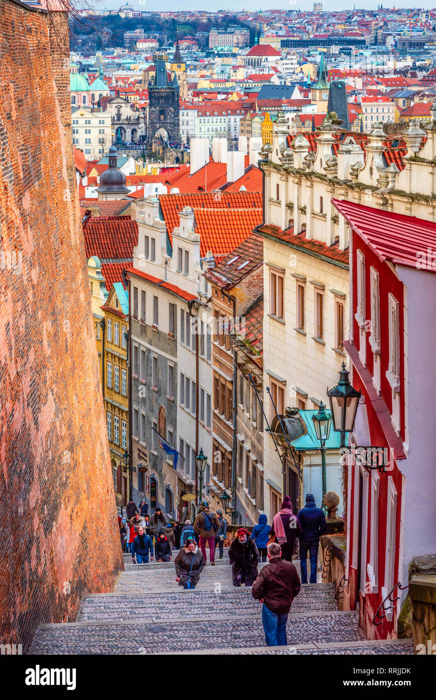Zamecke Schody, Castle Stairs, Mala Strana, UNESCO World Heritage Site, Prague, Czech Republic, Europe Stock Photo