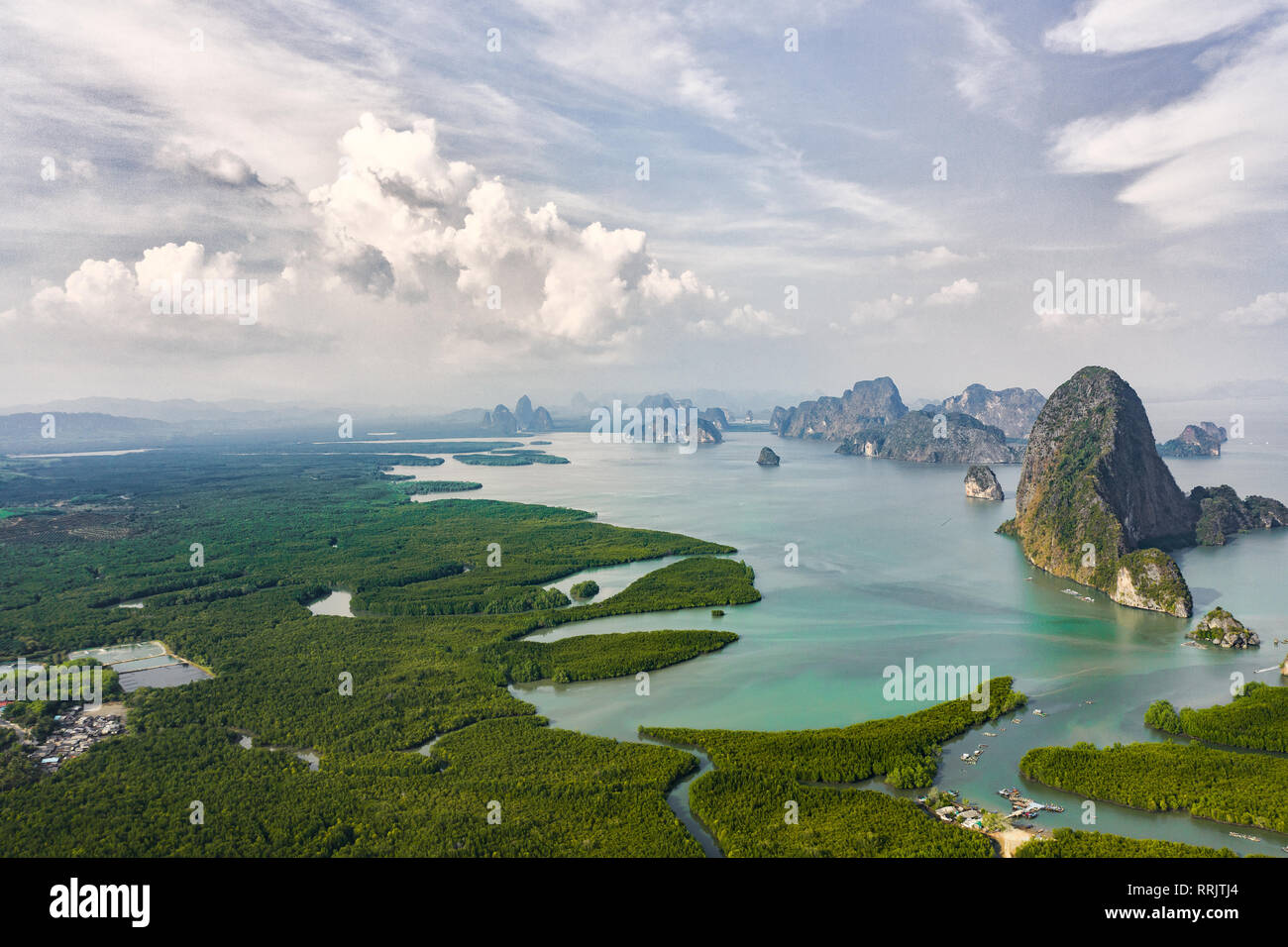 View from above, aerial view of the beautiful Phang Nga Bay with the ...