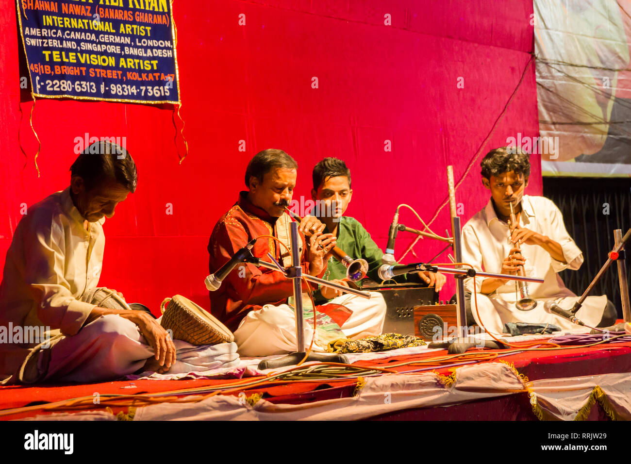 September, 2017,Kolkata,India. A band of indian musicians play shehnai