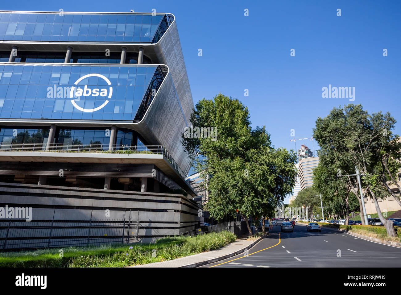 Johannesburg, South Africa, 30 November - 2018: Modern office buildings in city centre with glass facade. Stock Photo