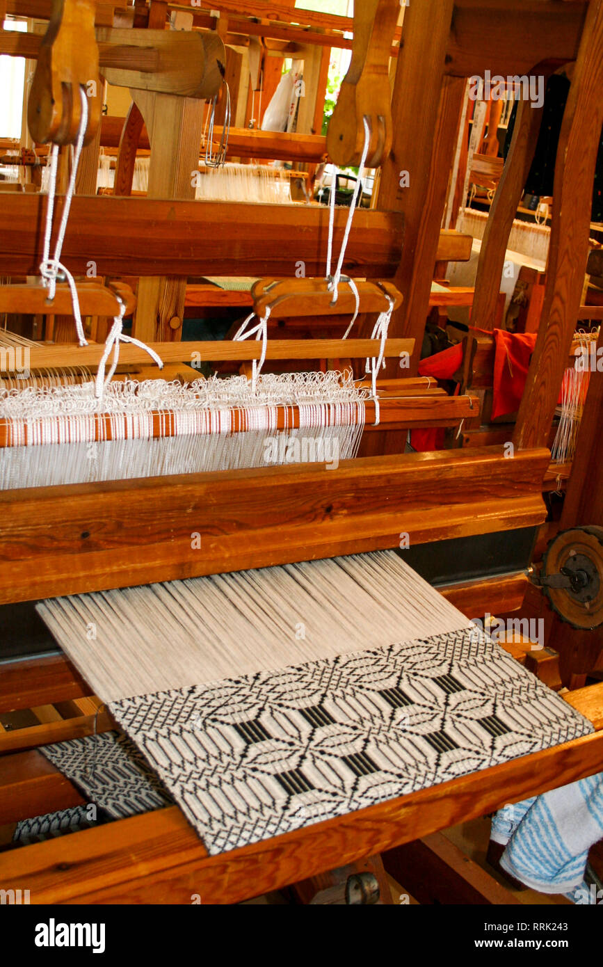 Traditional weaving loom made wood hires stock photography and images