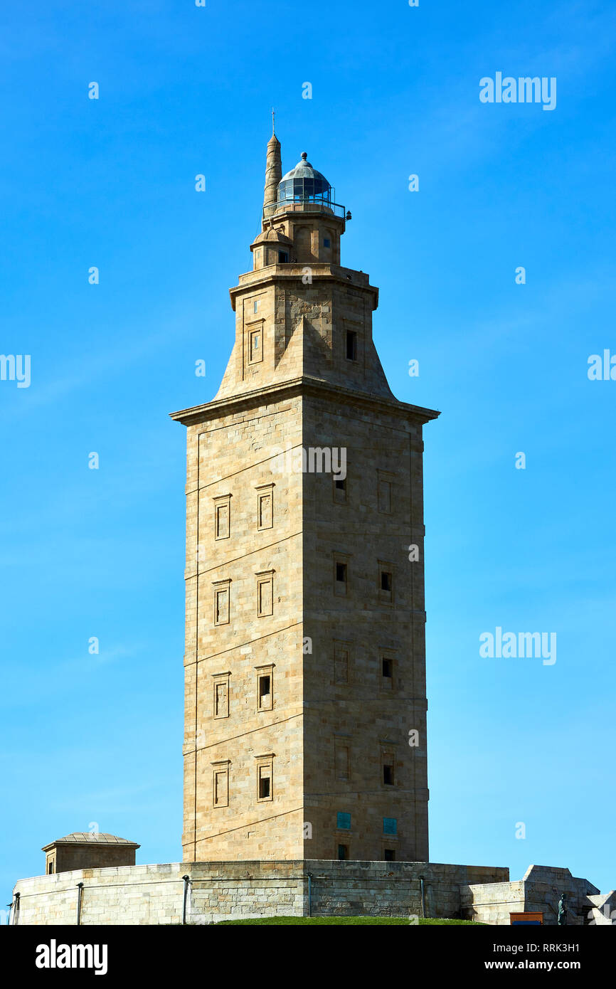 Tower of Hercules, Roman lighthouse, La Coruna, Galicia, Spain Stock Photo