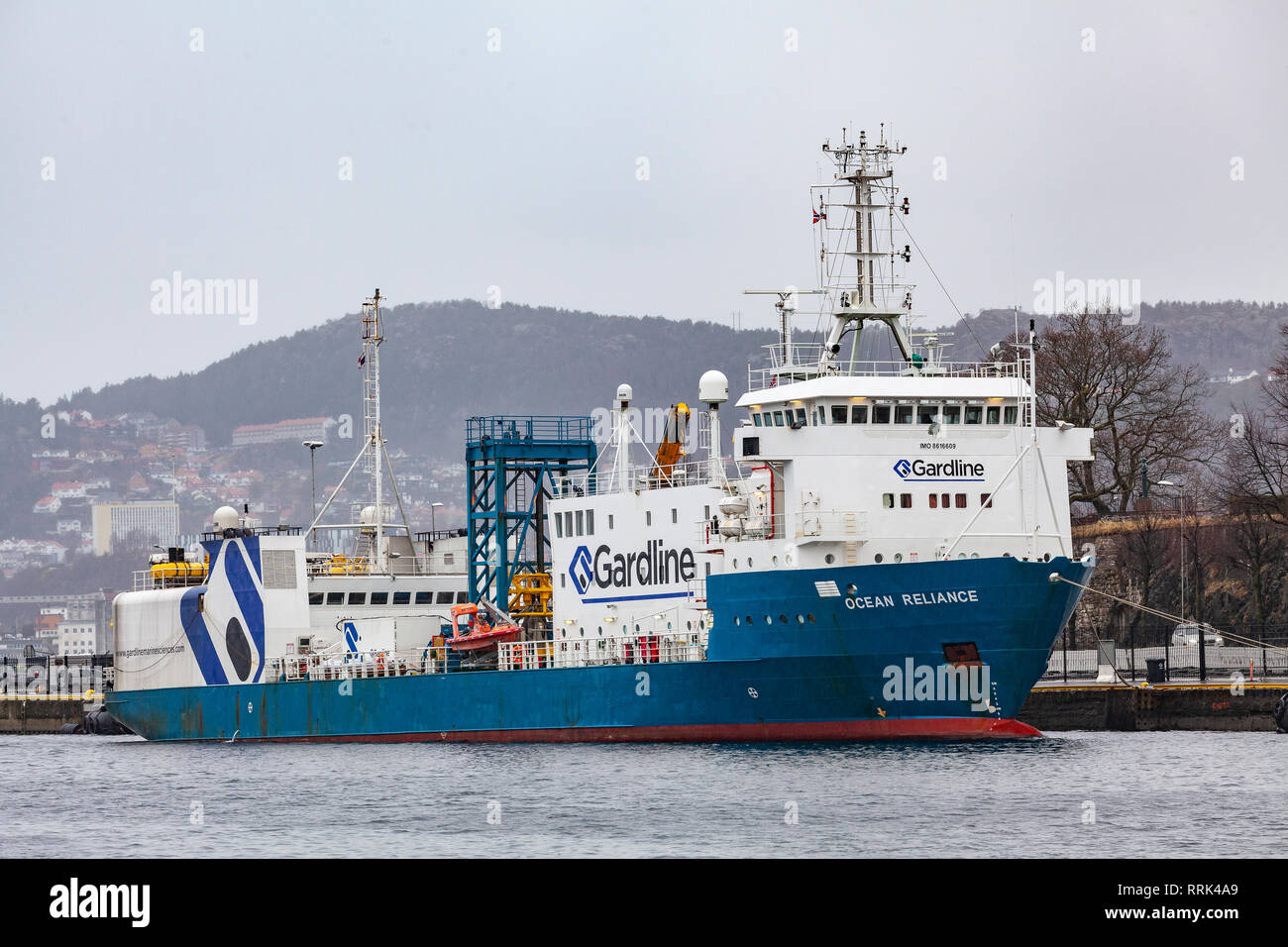 Ocean research / survey vessel Ocean Reliance in the port of Bergen, Norway Stock Photo