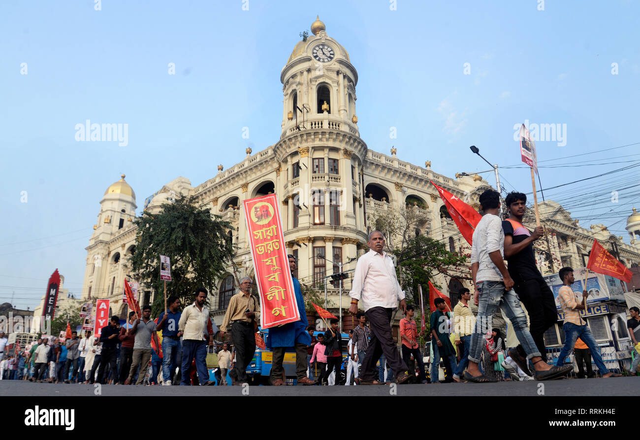 Kolkata, India. 25th Feb, 2019. Activists of All India Youth League or ...