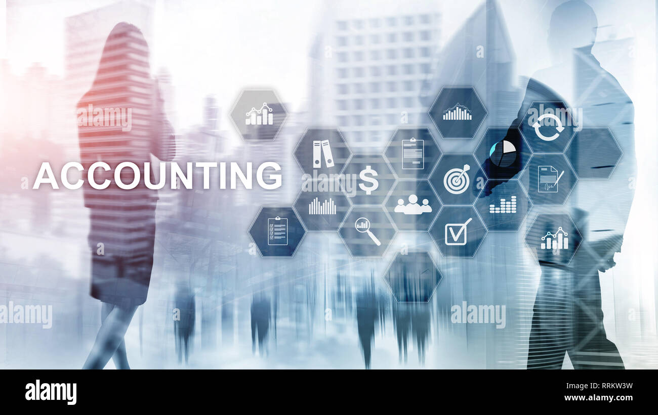 Accounting, Business and finance concept on virtual screen. Stock Photo