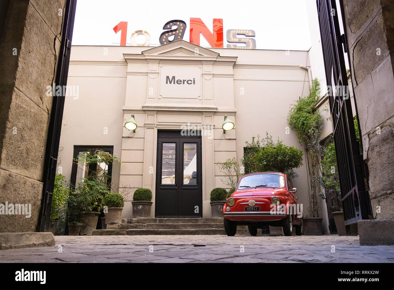 Entrance to the Merci concept ctore in the Marais district of Paris, France. Stock Photo
