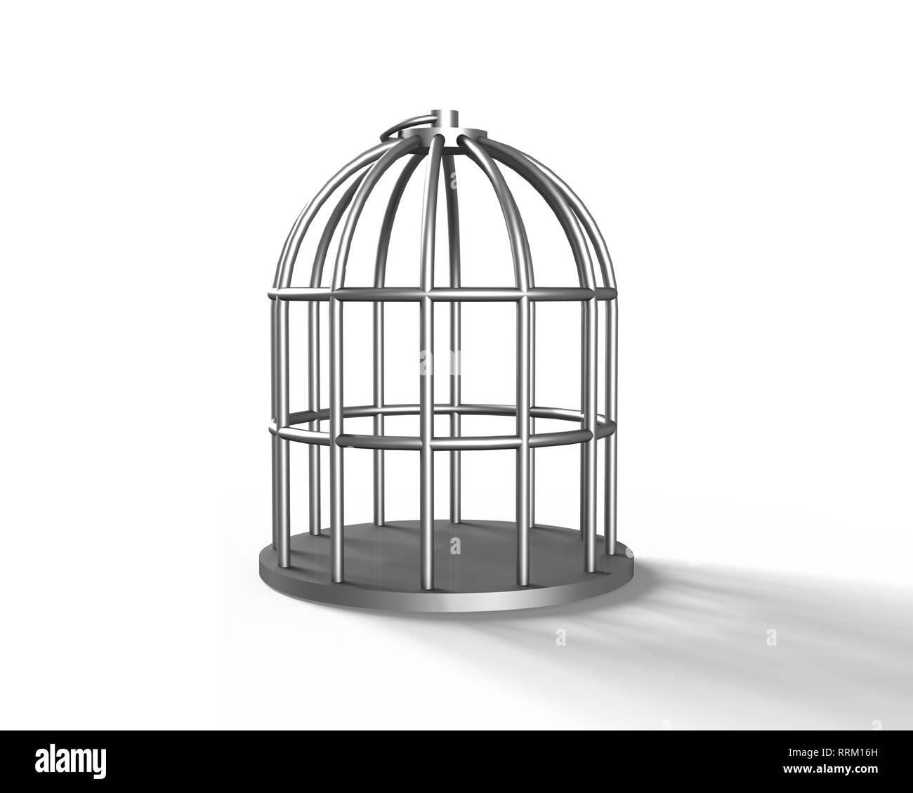One silver cage, isolated on white, 3D illustration Stock Photo Alamy