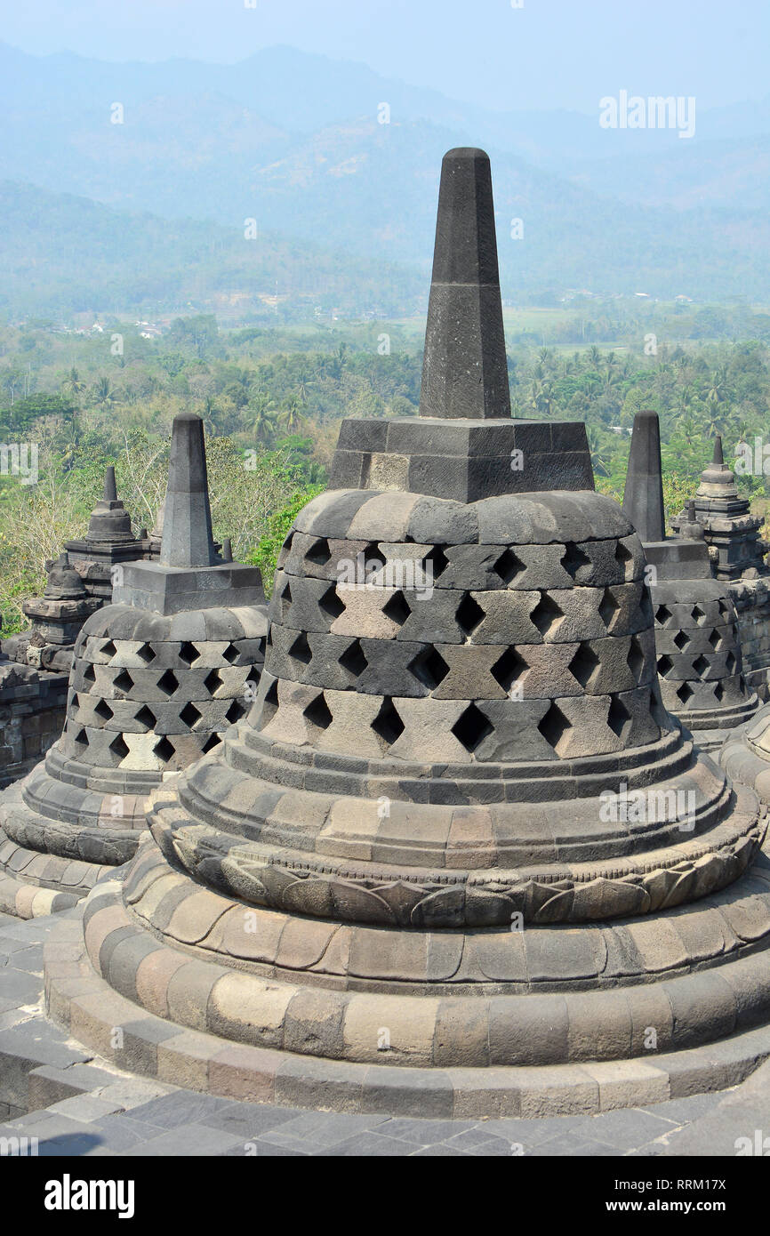Mahayana Buddhist Temple (9th century), Borobudur, Central Java ...