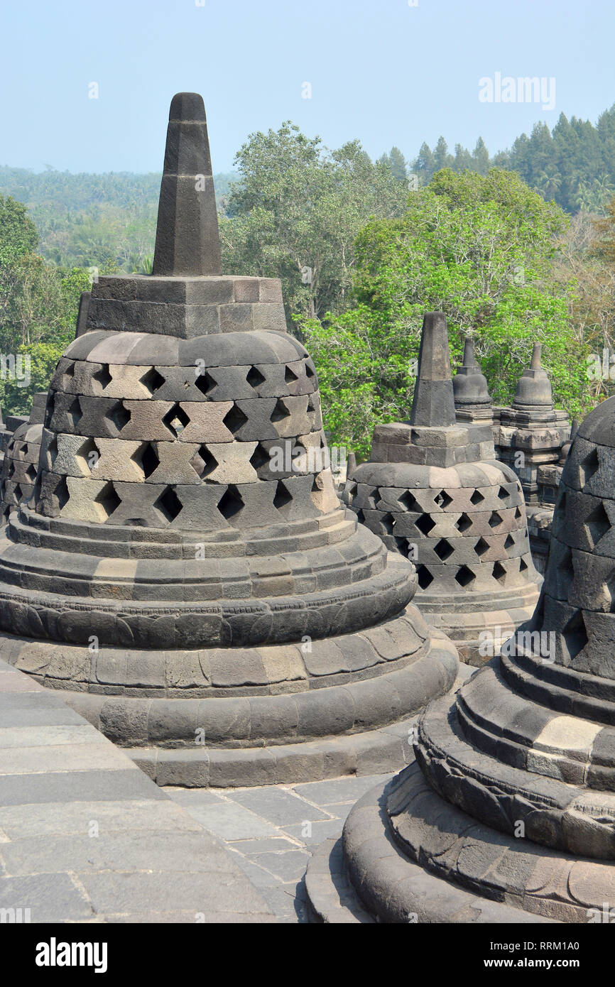 Mahayana Buddhist Temple (9th century), Borobudur, Central Java ...