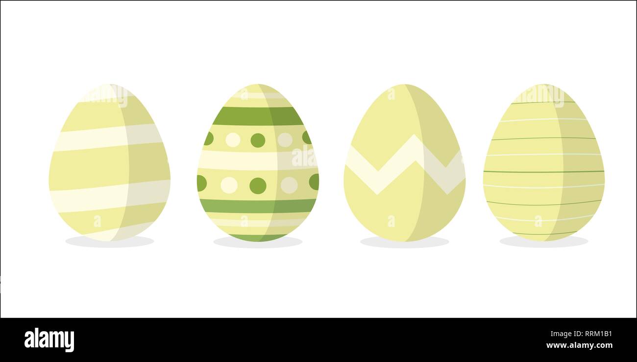 Four easter egg designs in yellow/green Stock Vector