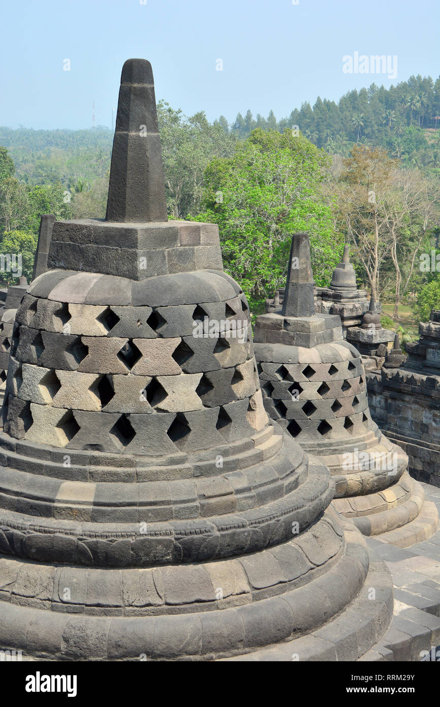 Mahayana Buddhist Temple (9th century), Borobudur, Central Java ...