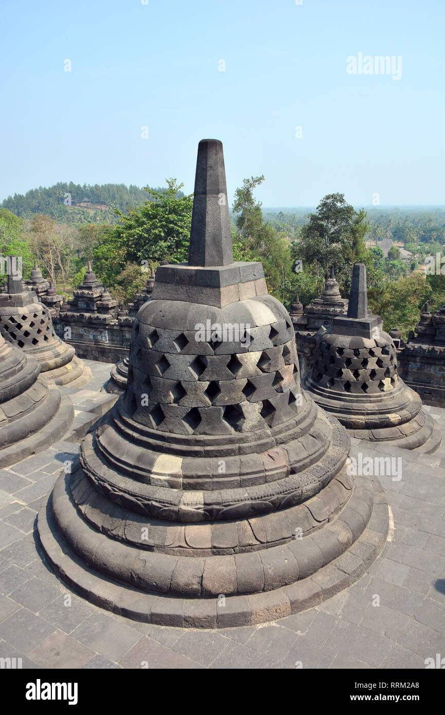 Mahayana Buddhist Temple (9th century), Borobudur, Central Java ...