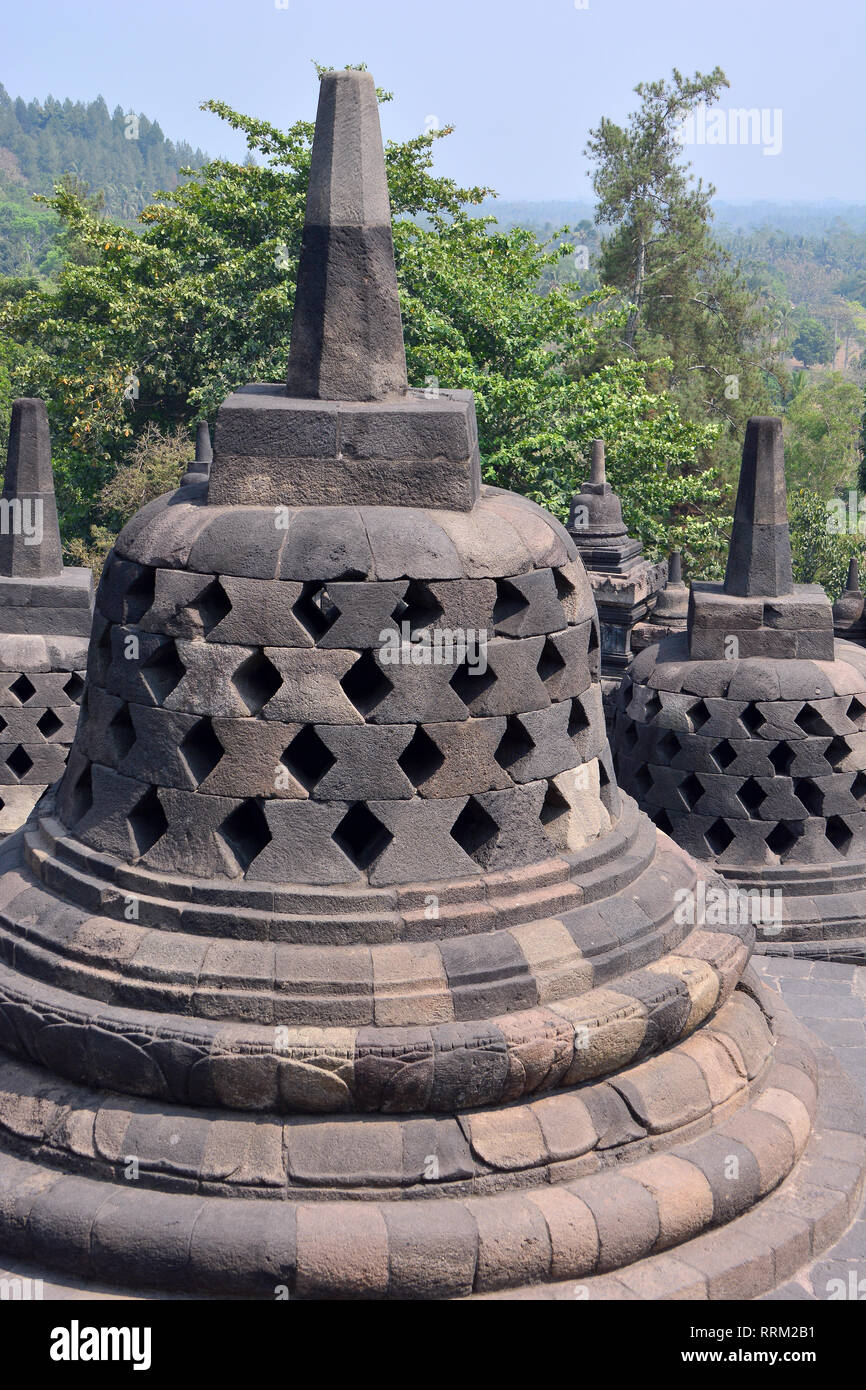 Mahayana Buddhist Temple (9th century), Borobudur, Central Java ...