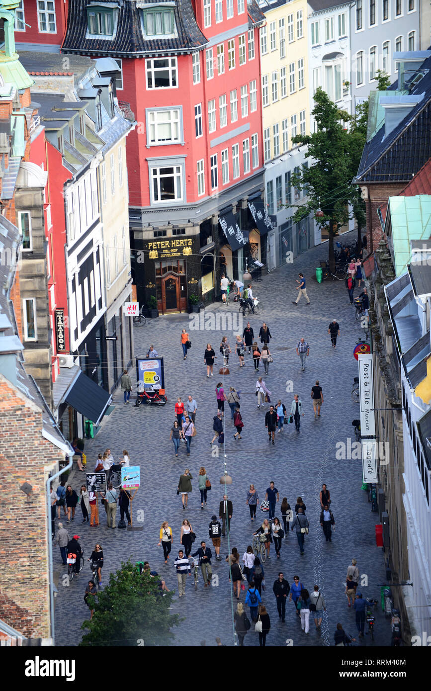 View of Strøget street from Rundetaarn, or the round tower, 17th ...