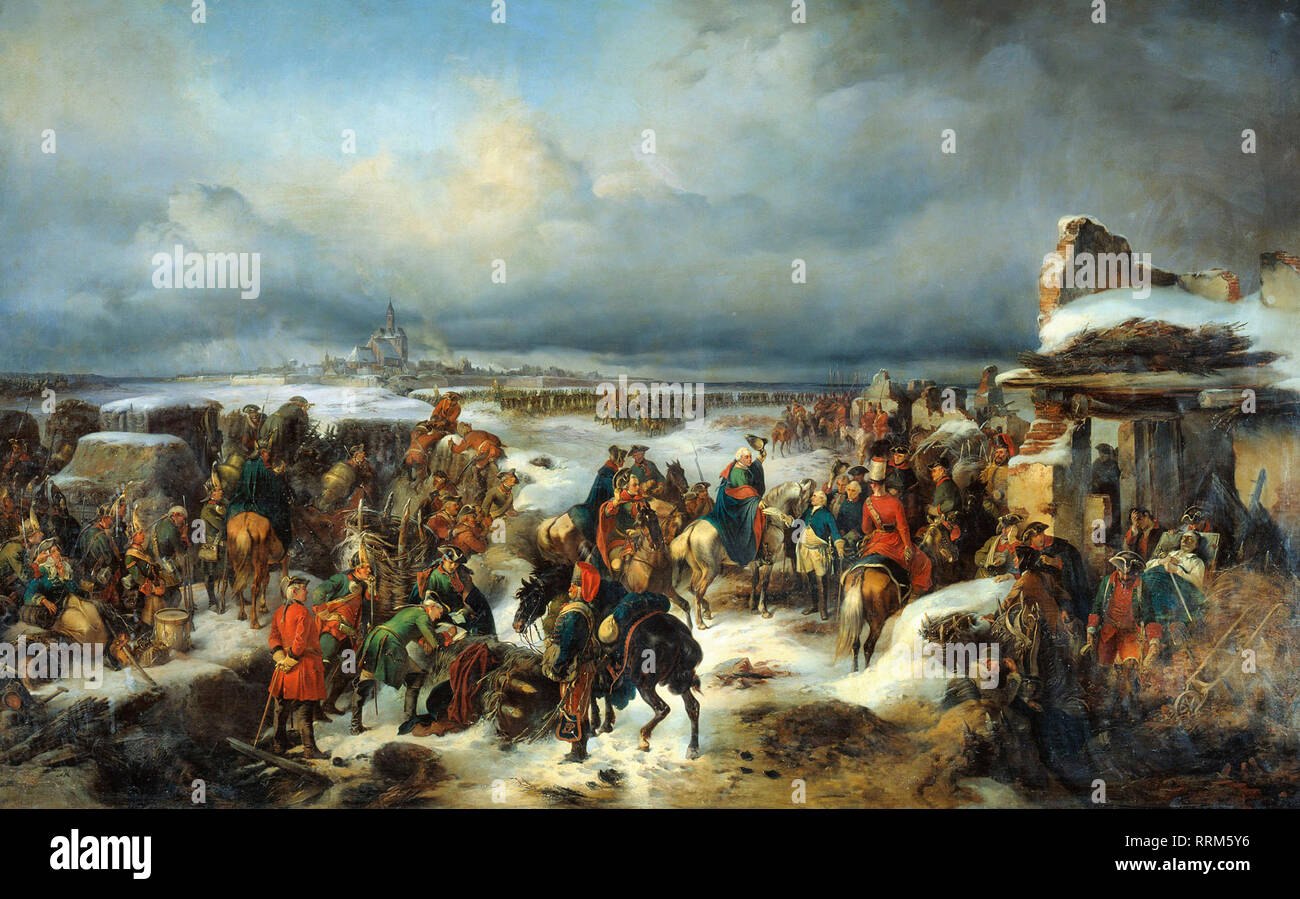 The fall of fortress Kolberg in 1761 (Seven Years' War) to russian troops. A. Kotsebu Stock Photo