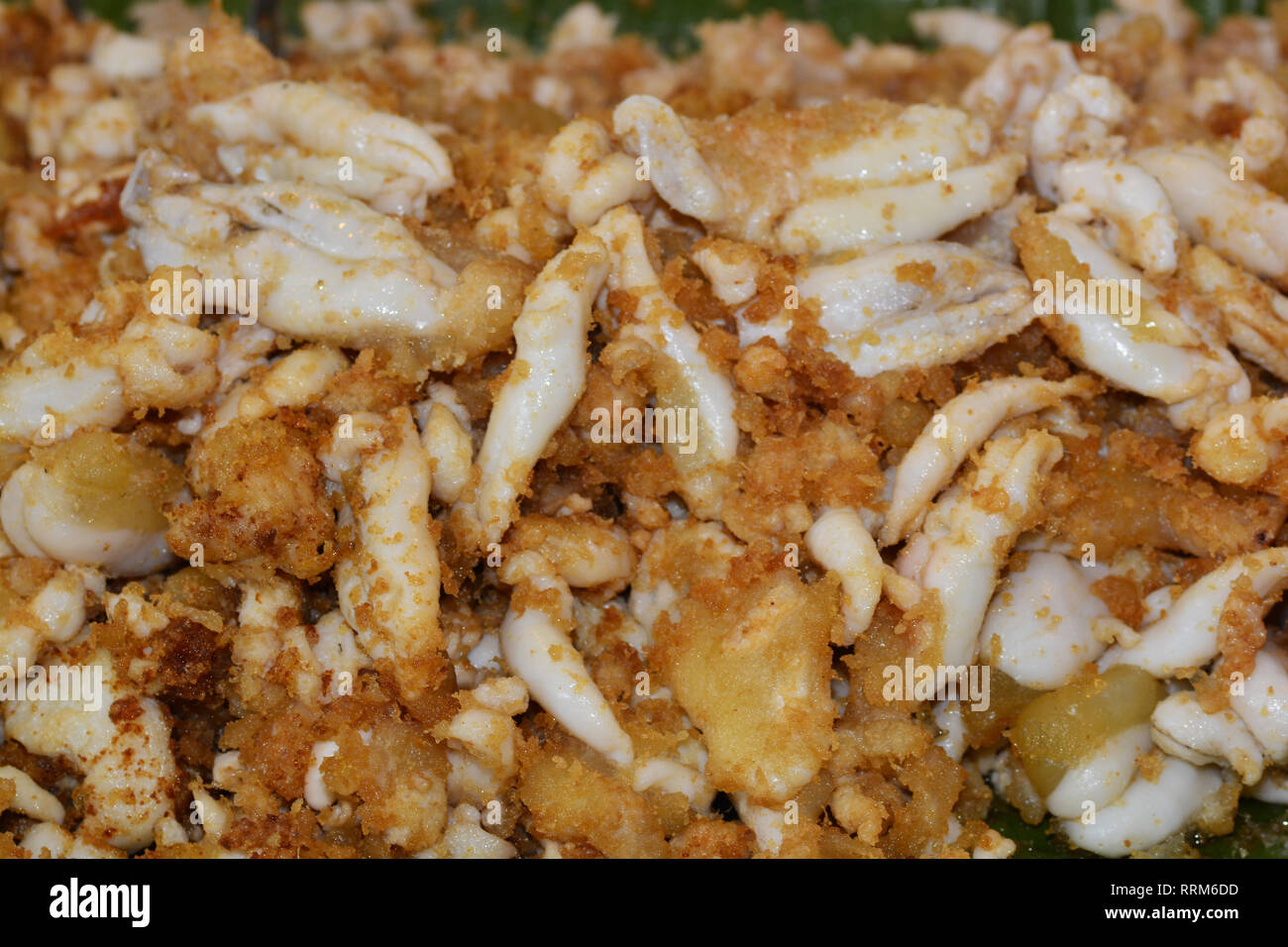 Close up of fried squid eggs - Thai Style Food Stock Photo