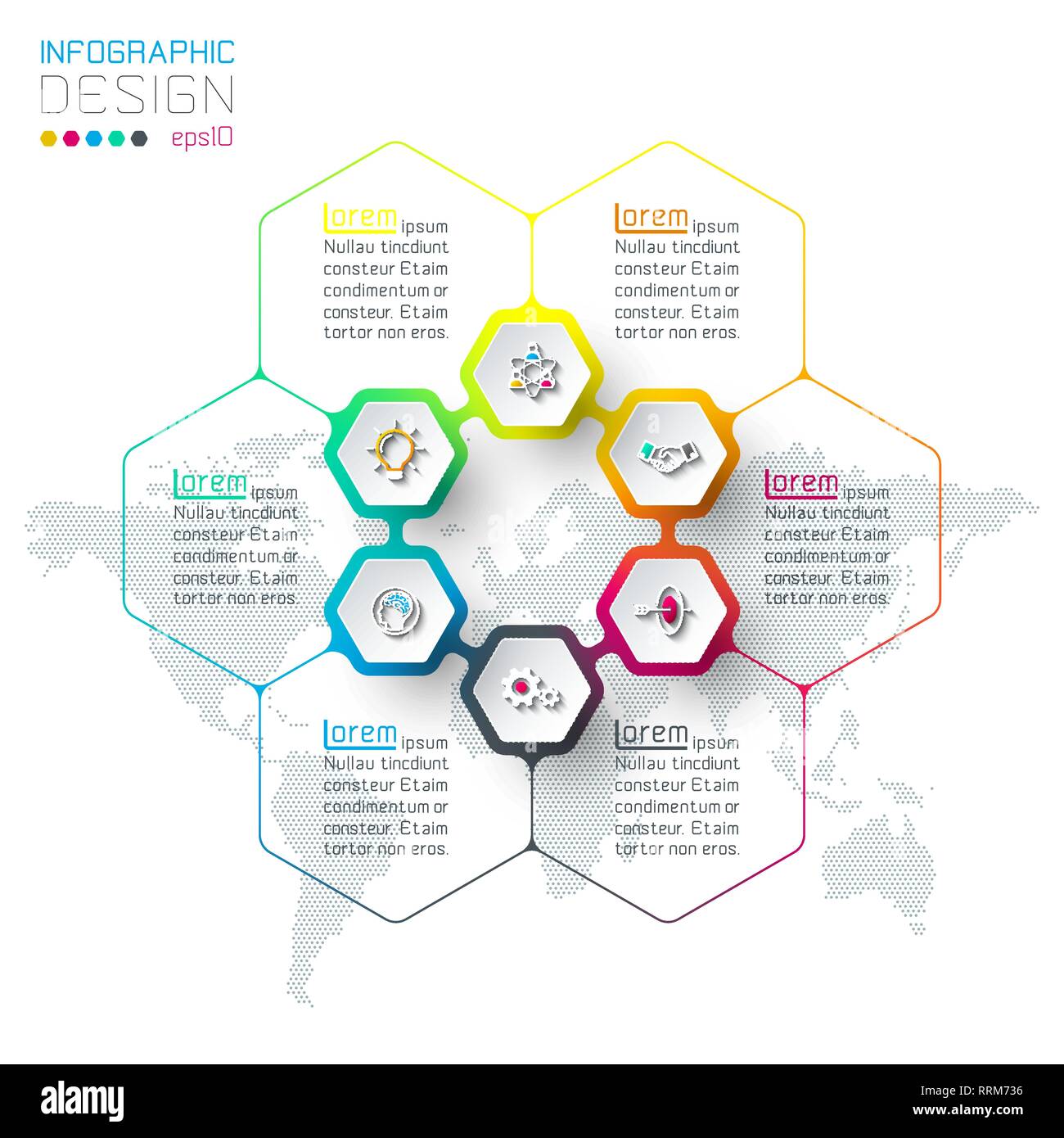 Hexagon inforgraphics on vector graphic art. Stock Vector