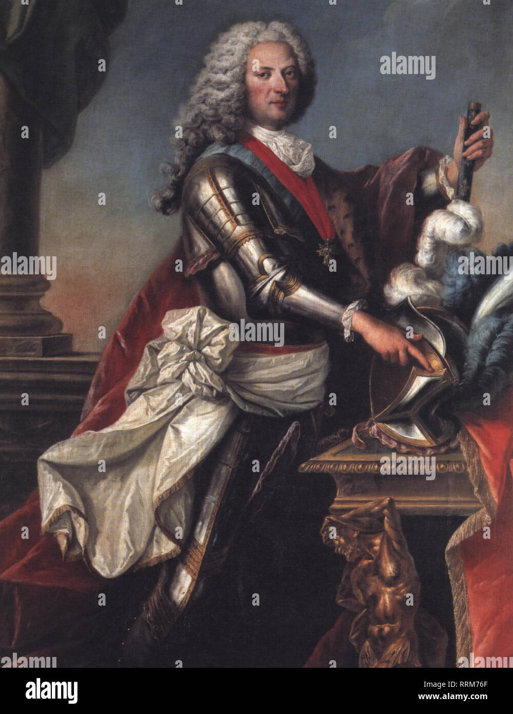 Philipp II, 4.8.1674 - 2.12.1723, Duke of Orleans, regent of France 1715 - 1723, half length in armour suit, painting of G.N. Aubay, circa 1720, Musee des Beaux Art, Orleans, Additional-Rights-Clearance-Info-Not-Available Stock Photo