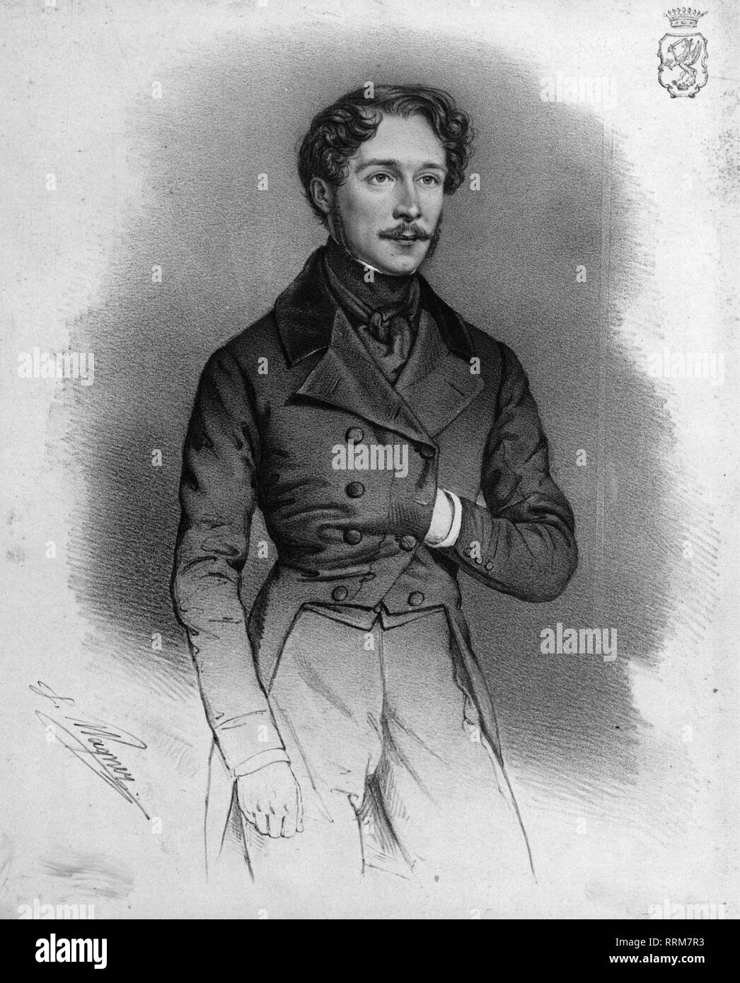Esterhazy de Galantha, Nikolaus III, 25.6.1817 - 28.1.1894, Hungarian nobleman, half length, lithograph after a drawing by L. Wagner, 19th century, Additional-Rights-Clearance-Info-Not-Available Stock Photo