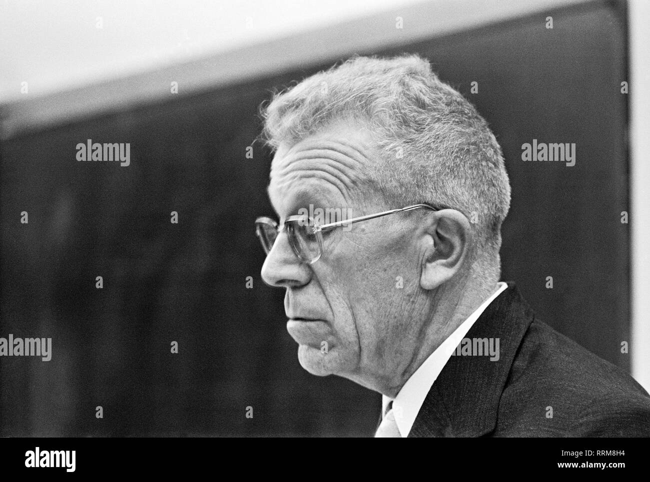 Asperger, Hans, 18.2.1906 - 21.10.1980, Austrian pediatrician and remedail teacher, portrait, at a meeting, circa 1970, Additional-Rights-Clearance-Info-Not-Available Stock Photo