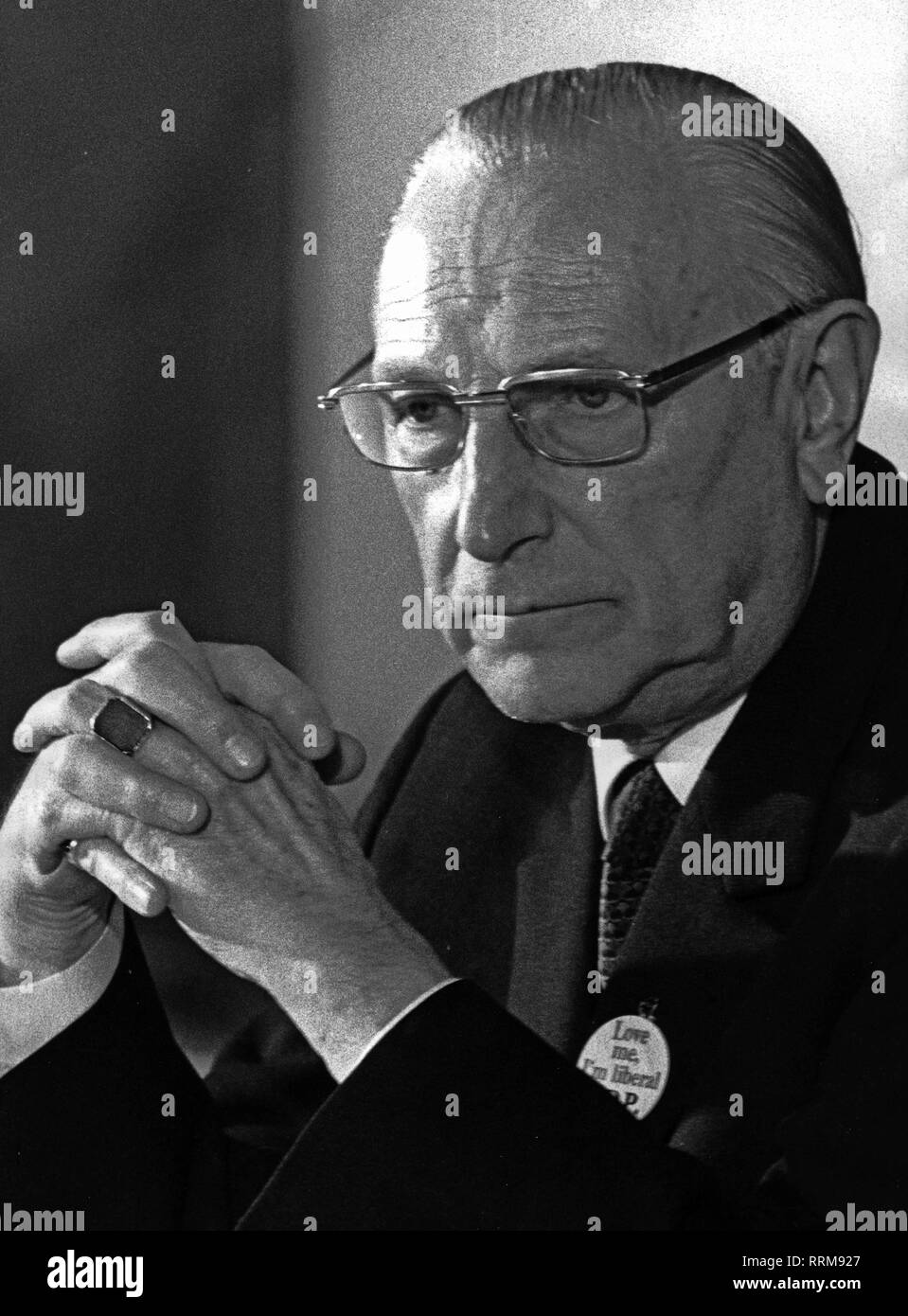 Borm, William, 7.7.1895 - 2.9.1987, German businessman and politician (FDP), member of the FDP federal executive council 1960 - 1982, portrait, Berlin 25.2.1971, Additional-Rights-Clearance-Info-Not-Available Stock Photo