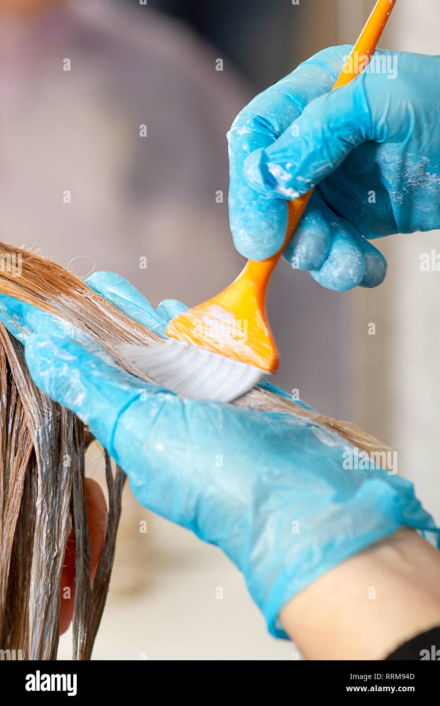 Hairdresser Brushing Up Dying Hair Stock Photo 238318093 Alamy
