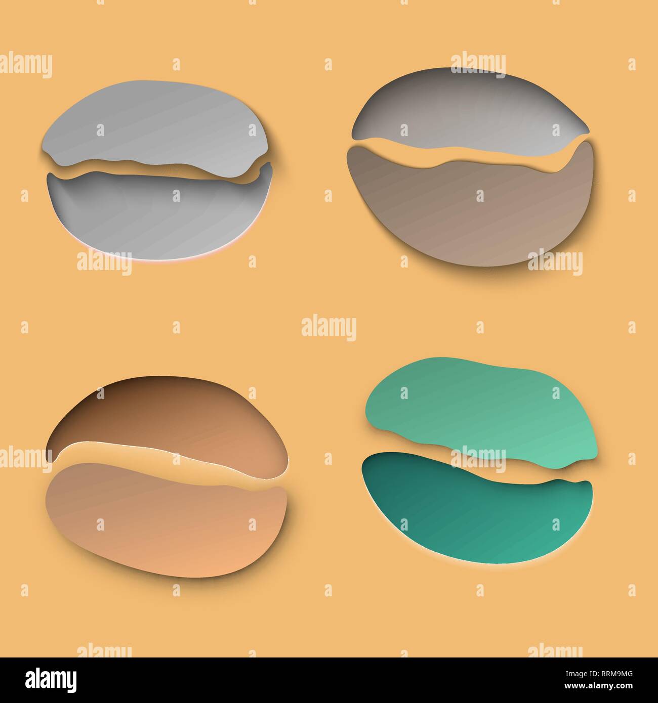 Abstract coffee bean be hollow and high relief with shadow Stock Vector