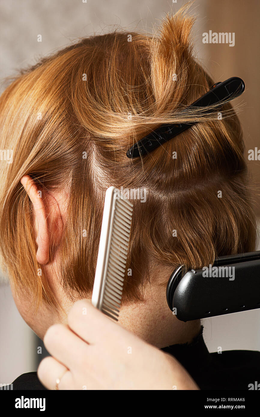 Curling pixie hair with flat iron top