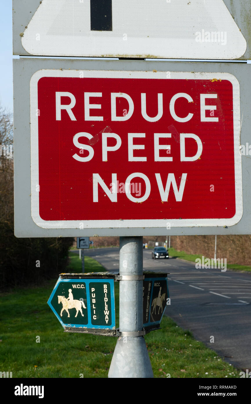Dual purpose road signs on Mane Way, Westbury, Wiltshire, UK. Stock Photo