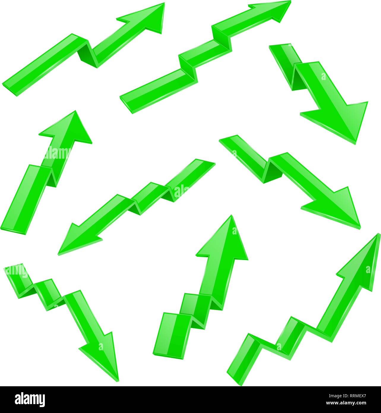 Financial indication arrows set. Green 3d shiny icons Stock Vector ...