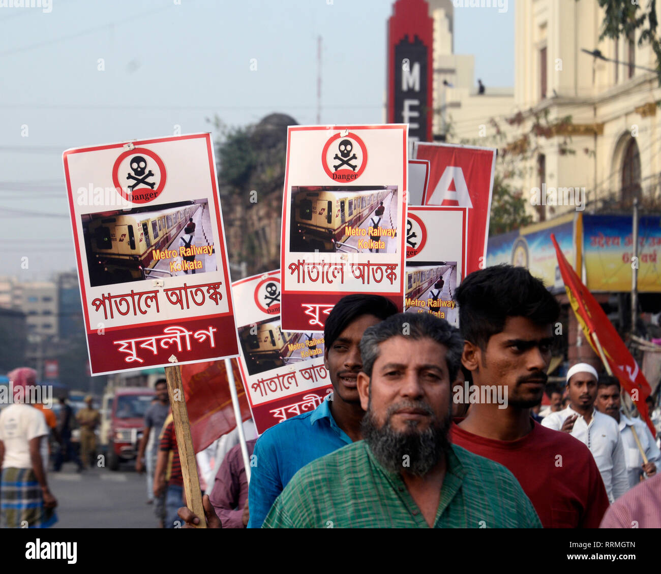 Kolkata, India. 25th Feb, 2019. Activists of All India Youth League or ...