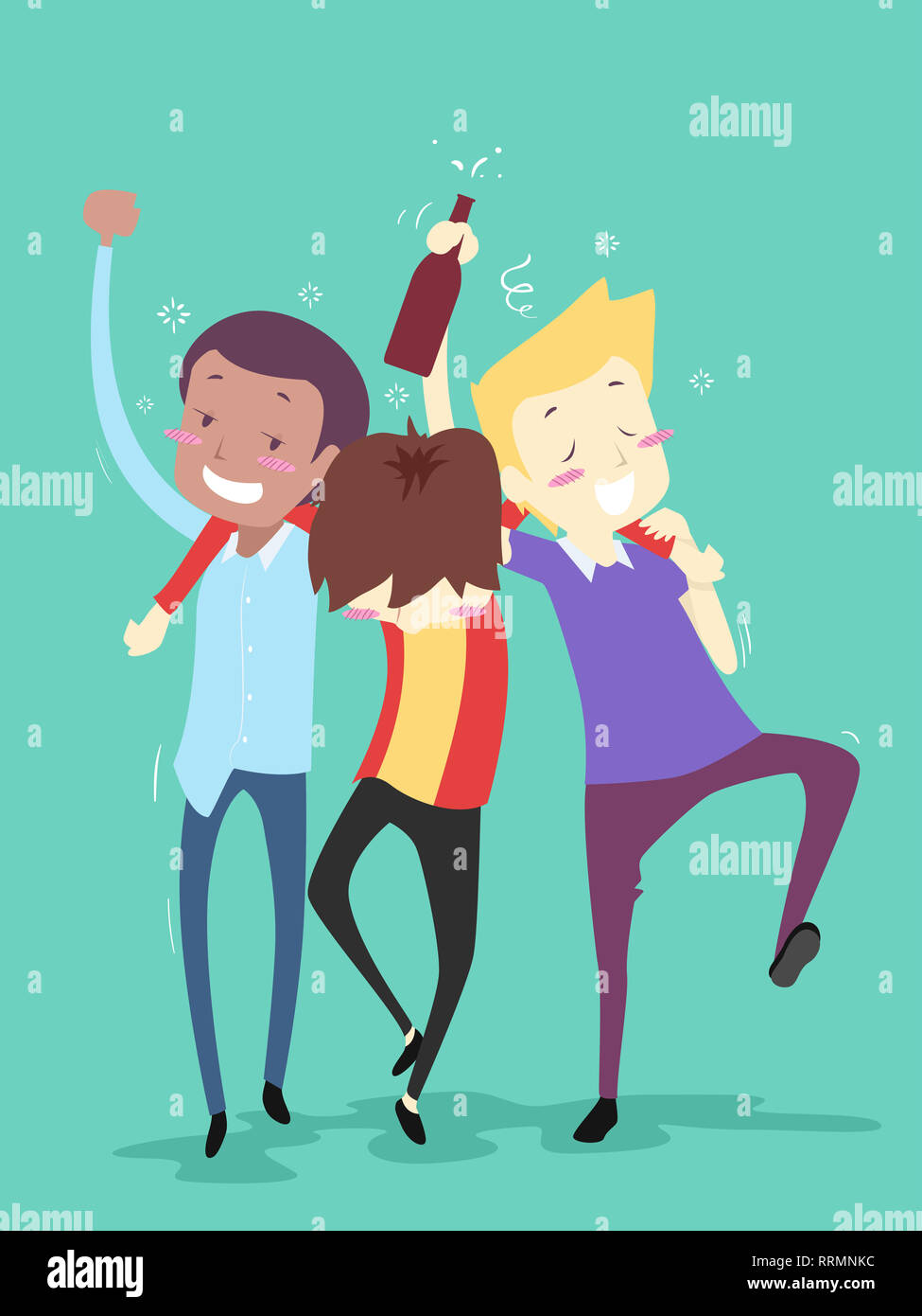 Illustration of Happy Friends Having Fun and Walking Around Drunk Stock Photo - Alamy Illustration of Happy Friends Having Fun and Walking Around Drunk Stock Photo - Alamy